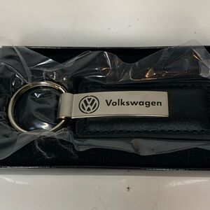 Volkswagen Black Leather Keychain. Original